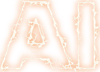 "AI" text with lightening effect